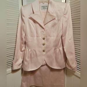 VTG VICTOR COSTA FOR NAHDREE Pink Satin Peplum 2PC Evening  Suit